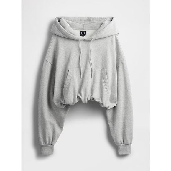 GAP Tops - GAP Heavyweight French Terry Cropped Bubble Hoodie Grey - M